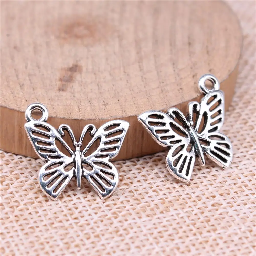 

Hollow Butterfly Charms For Jewelry Making Findings Handmade DIY Craft 20pcs Antique Silver Color 19x18mm