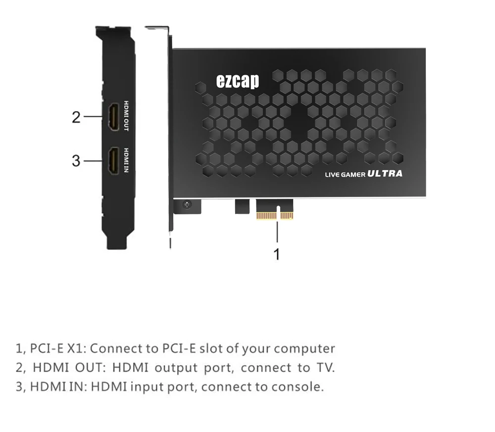 Плата видеозахвата ezcap 323 HDMI 4k 60fps HDR PCIE ТВ-тюнер запись для ноутбука ПК |