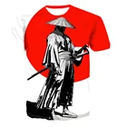 Новинка 2021 футболка с 3D-принтом японского самурая Мужская и женская модная футболка с круглым вырезом и коротким рукавом Детская летняя футболка в стиле Харадзюку c