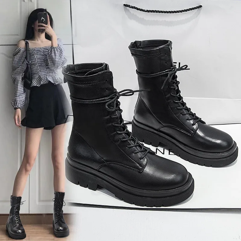 Женские Кожаные полуботинки универсальные в британском стиле весна-осень 2021 |