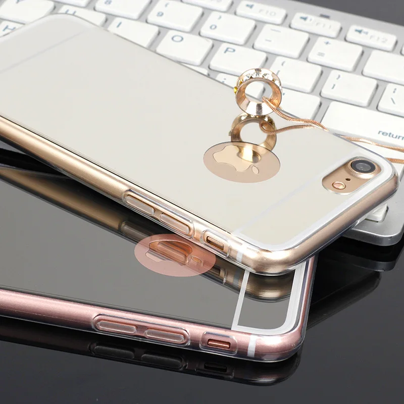 Роскошный металлизированный зеркальный чехол для iPhone 8 Чехол Мягкий силиконовый
