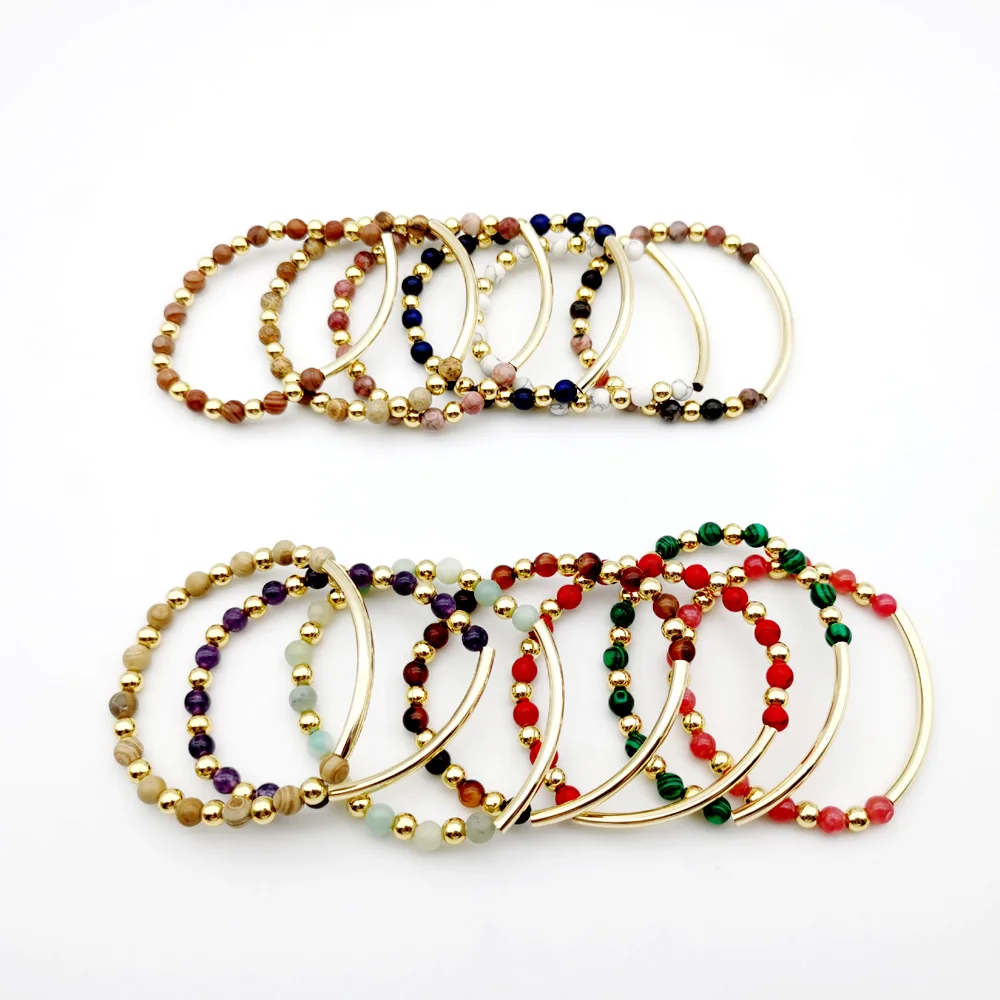 Wgaud натуральный камень Бусины чакра браслеты и браслет аметисты кварца лазурит