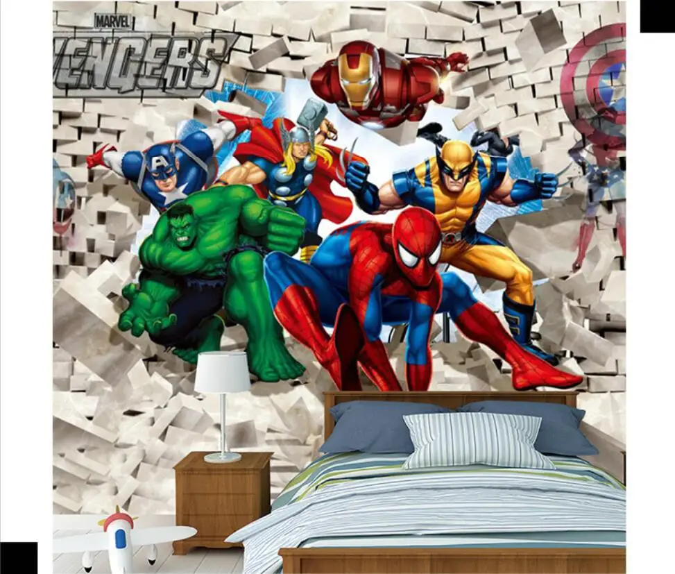 Пользовательский 3D мультфильм детская комната мальчик спальня обои фон