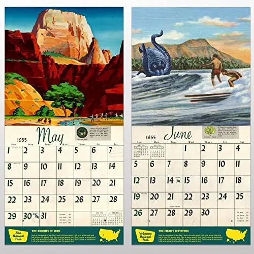 Calendario de monstruos del Parque Nacional para el hogar, calendario de pared colgante de historias alternas de animales, decoraci&oacute;n art&iacute;stica de la casa, 2022-4