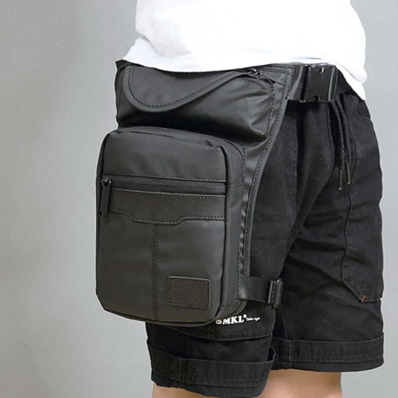 Men Waterproof Nylon LegsBag Thigh Hip Bags Fanny Pack Fashion Motorcycle Riding Waist Travel Crossbody Pack Men's Shoulder Bag