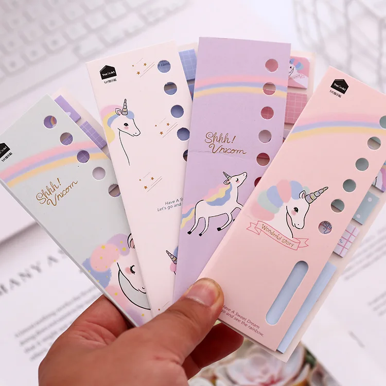 Kawaii Unicorn Portable Memo Pad Sheet To Do List Sticky Notes Mini Notepad Planner Sticker Index Cute Stationery Gift