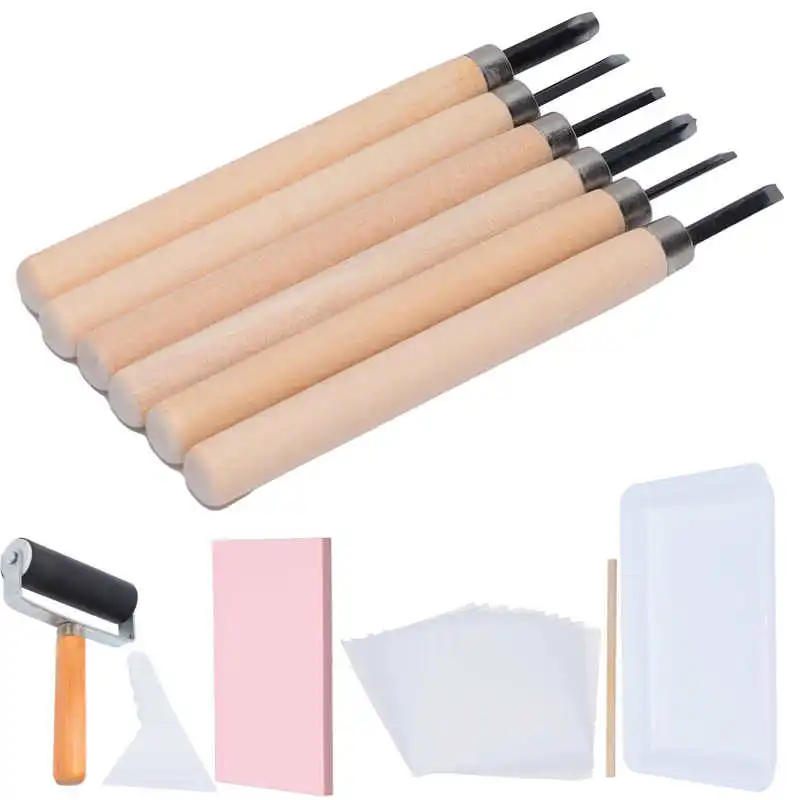 

baking dish Pastry mold Rubber Carving Kit Block Stamp Making Set Printmaking Printing Art Craft with Cutter Tools Cream