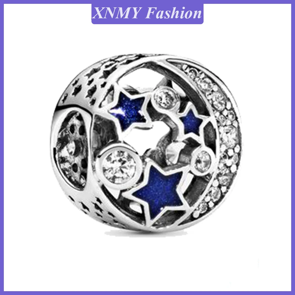 

XNMY Новинка, лидер продаж, Европейский Серебряный цвет, сверкающие бусины с подвесками в виде ночного неба, подходят для оригинальных брасле...