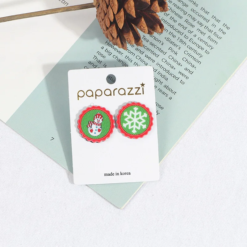 1 пара рождественских сережек круглые серьги гвоздики крышка для бутылки капли