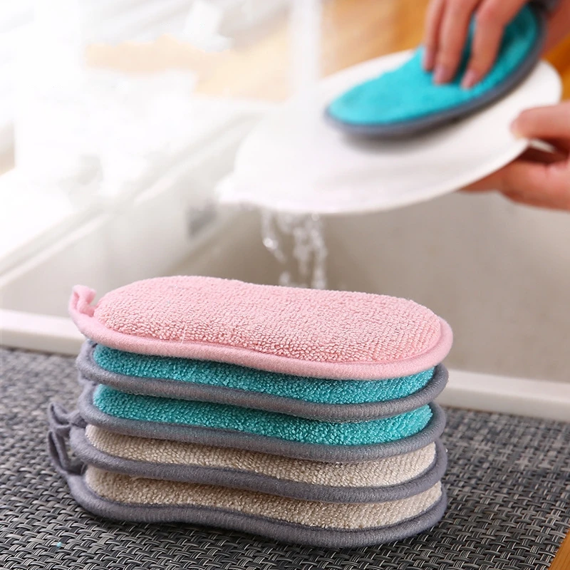 

Ouble Sided Cleaning Sponge Wipe Rag Household Powerful Descaling Tools Kitchen Bathroom Accessory Dish Sponge Clean Tool