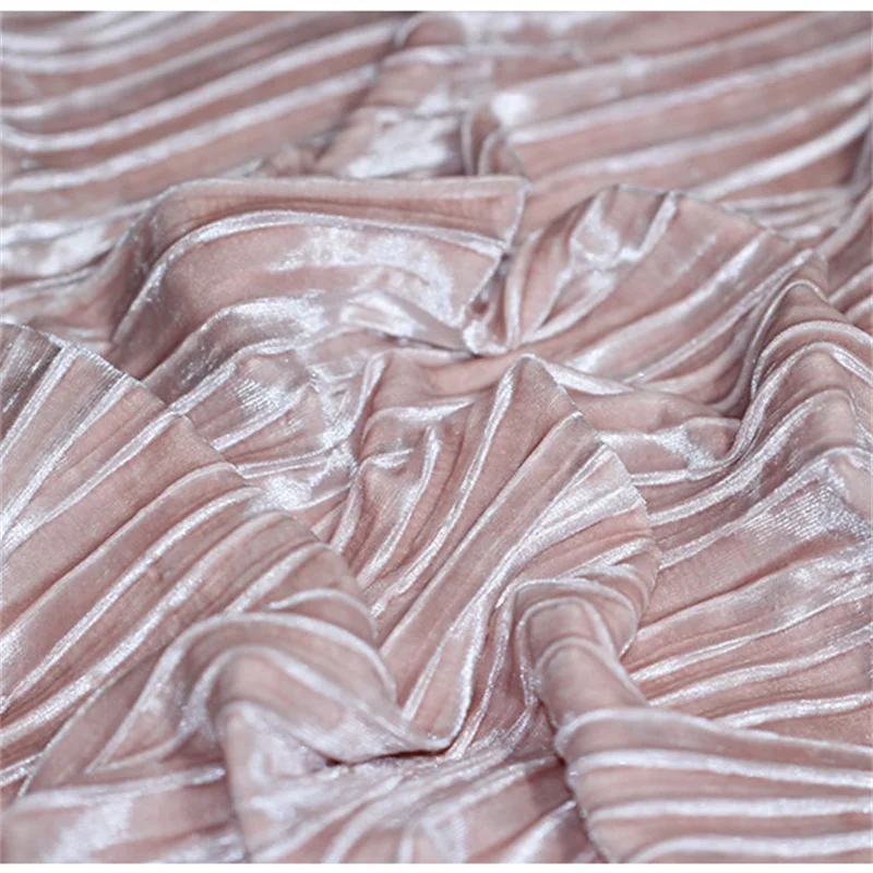 Nw251 Pink/Silver/Champagne Luxury Pleated Velvet Fabric Women's Skirt/Pajamas/Coat/Suit/Dress/Trousers DIY Sewing Materials