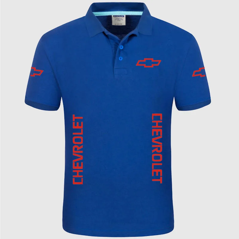 

2021 New Summer High quality brand Chevrolet logo polo short sleeve shirt Fashion casual Solid Polo Shirt unisex shirts