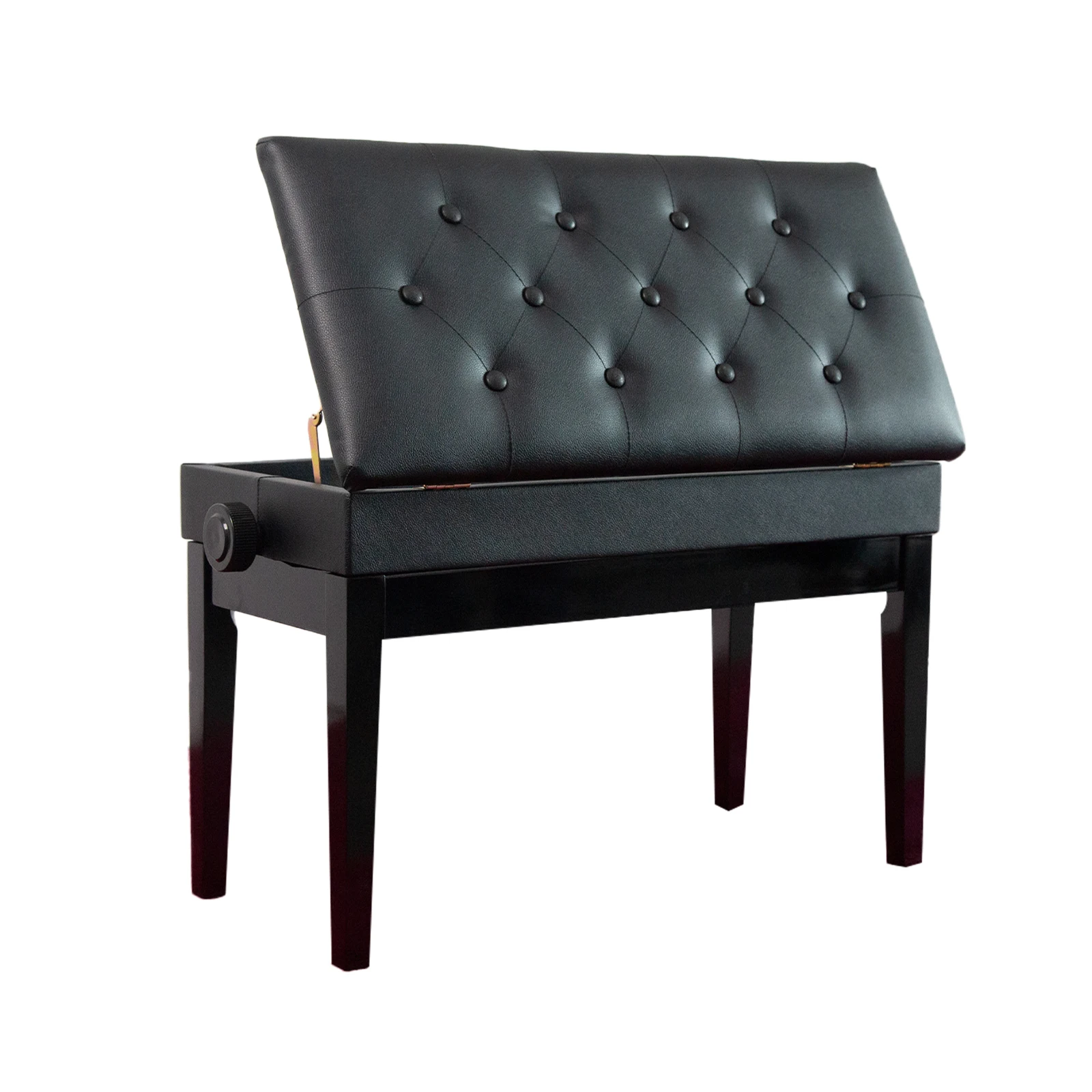 

Straight Leg Lifting Piano Stool Bench with Bookcase 73x35x49-59CM Black[US-Stock]
