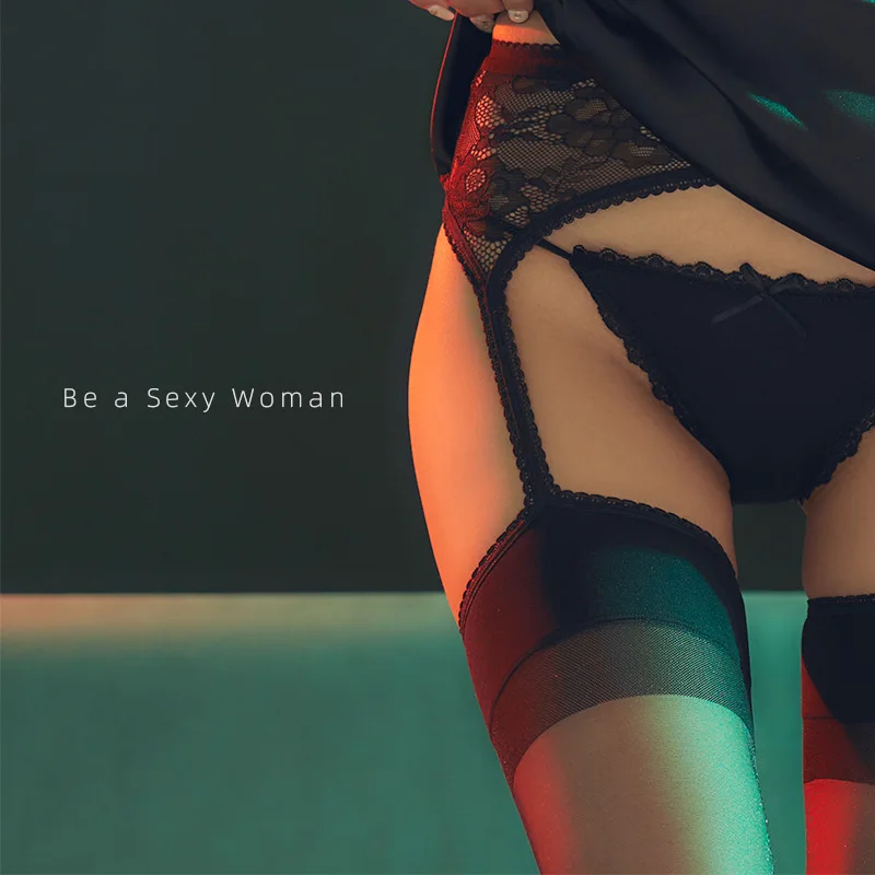 Соблазнительные чулки кружевные до бедра с поясом подвязками женское нижнее