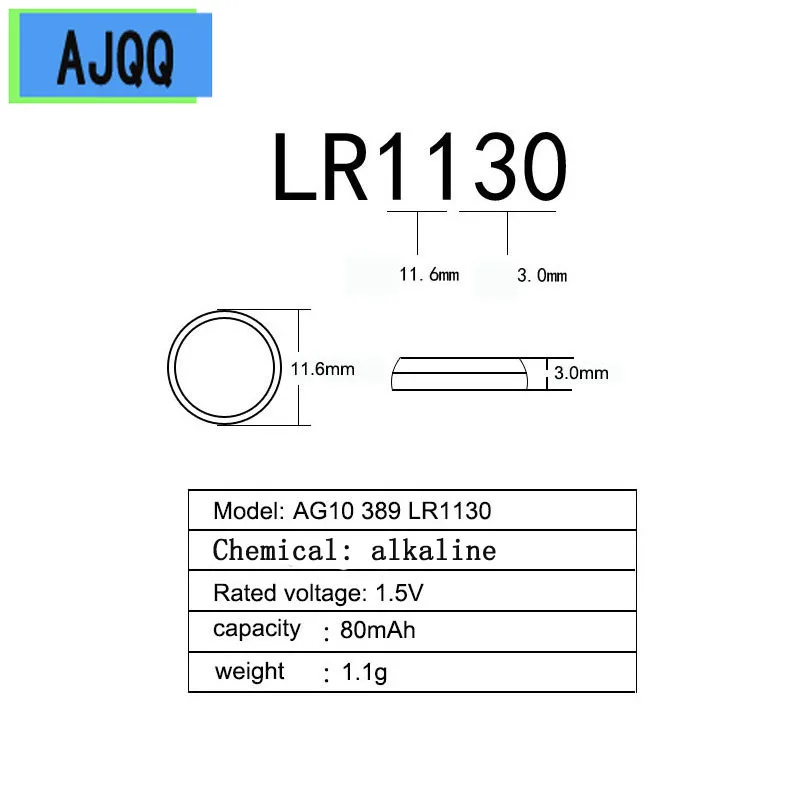 Аккумулятор AG10 100 в LR1130 1 55 SR1130 389A LR54 L1131 1130 для часов новинка 189 шт. | Электроника