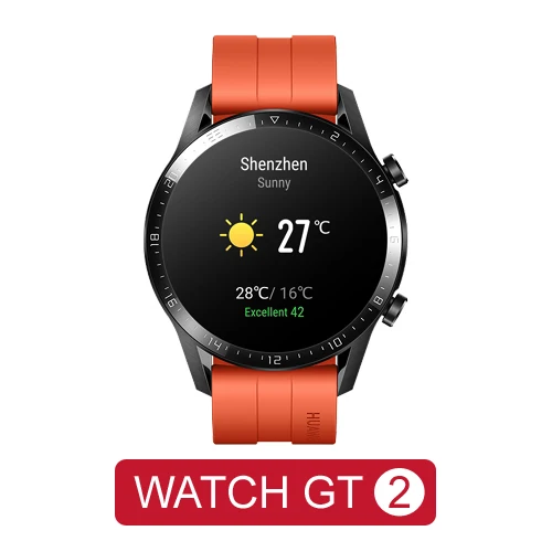Sunset Orange Умные часы Huawei Watch GT 2, Bluetooth 5,1, умные часы, кислород крови, 14 дней, телефонный звонок, частота сердечных сокращений для Android iOS - Цвет: Sunset Orange