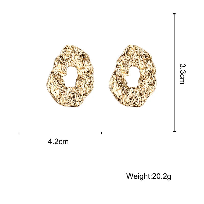 

2020 New Geometric Irregular Drop Earrings for Women Unique Design Exaggerated Gold Color Hollow Metal Earrings Oorbellen