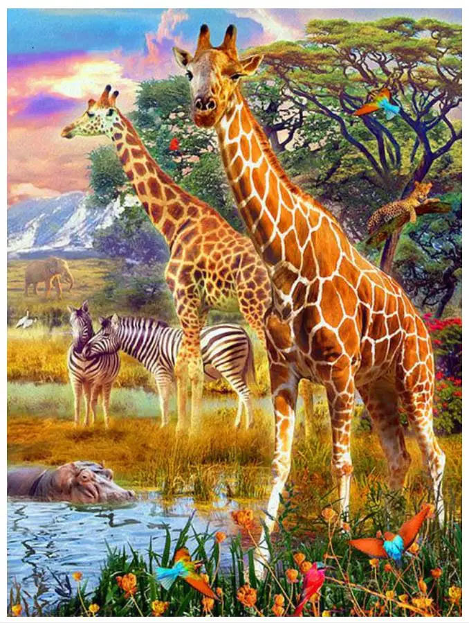 Картина-пазл Зебра из страз жираф животные вышивка мозаика Алмазный dotz 5d