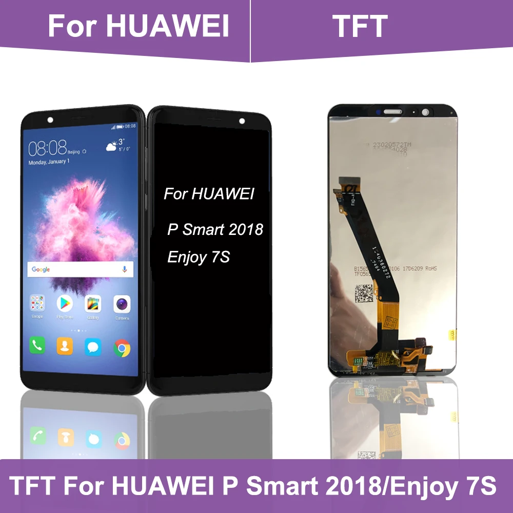 

Дисплей для Huawei P Smart 2018 FIG-LX1/LA1/LX2, ЖК-дисплей, сенсорный экран, сменный экран для Huawei p smart/Enjoy 7S, дисплей