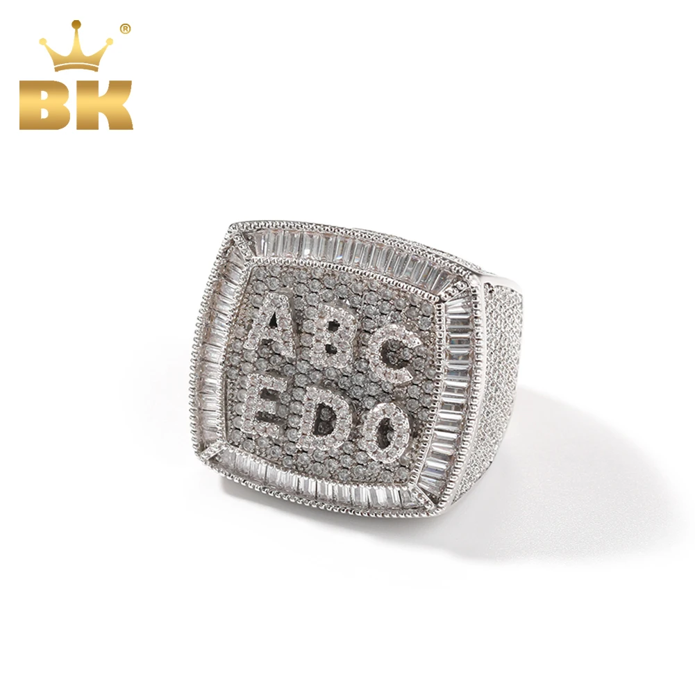 THE BLING KING Custom 1-9 Letters Ring Full Iced Out Cubic Zirconia Personalized Name Party Rings Men And Women Hiphop Jewelry