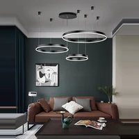 modern aluminum acryl black lucky ring led hanging lamps chandelier lighting lustre suspension luminaire lampen for foyer
