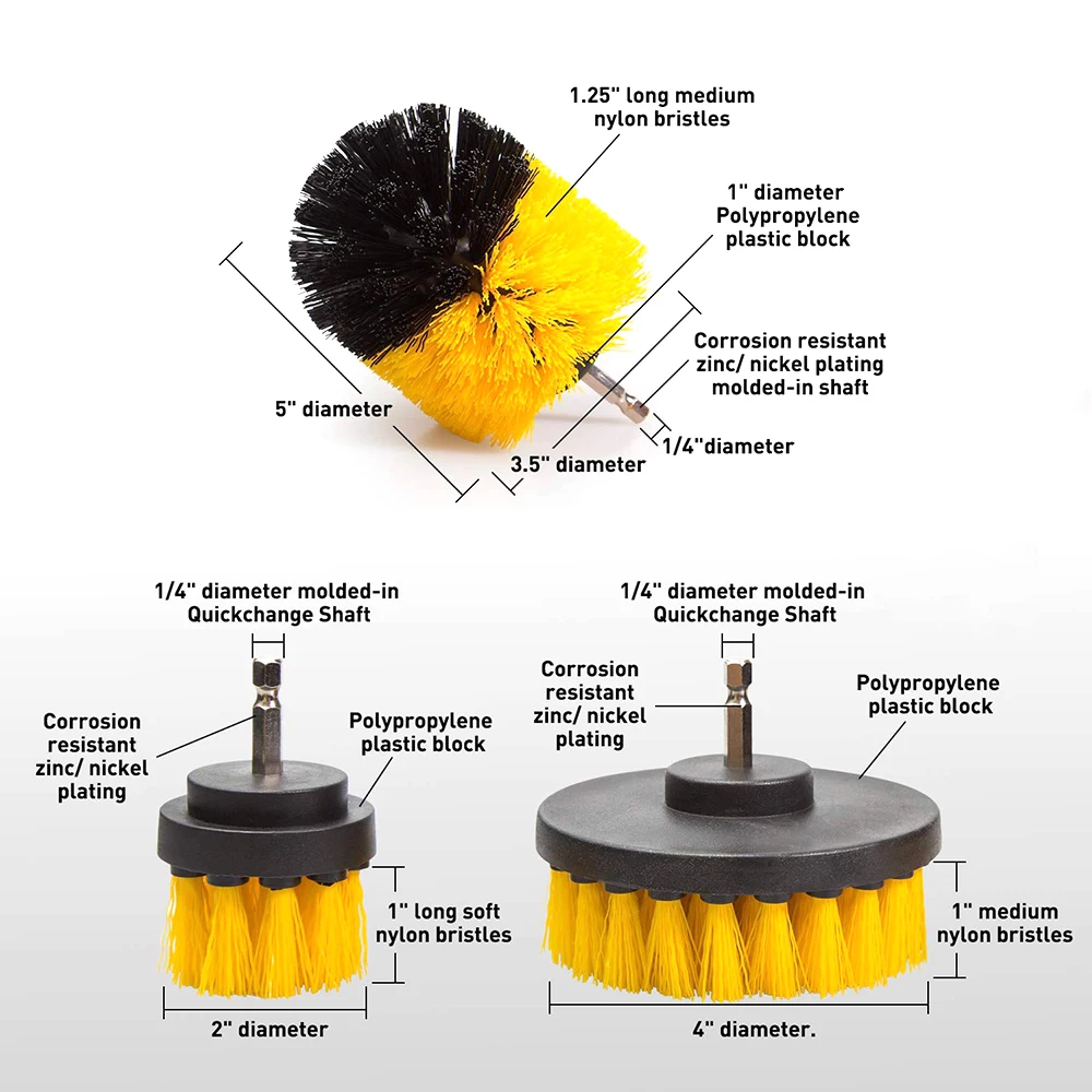 

3PCS 2 Inch 3.5 Inch 4 Inch Electric Drill Tool Brush Accessory Set Electric Drill Brush Durable Clean Floor Polishing Brushes