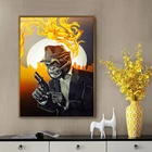 Плакат большого размера с животными курительной обезьяны, орангутан, настенное украшение для детской комнаты в семейной спальне, холст (без рамки)