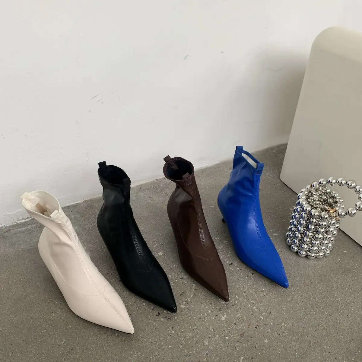 

Women's Sneakers Summer 2021 Shoes New Heels Fabric Solid Chelsea Boots Pointed Toe Ankle Basic Slip-On Med Microfiber Sewing Ru