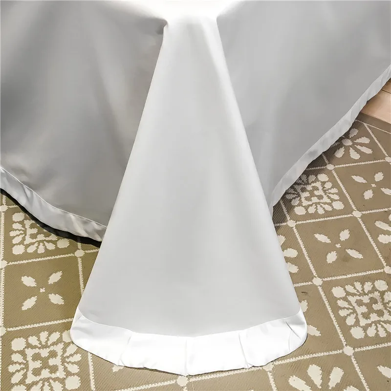 

White Blue Gray Purple Luxury European Gold Embroidery Cotton Bedding Set Washed Silk Duvet Cover Bed sheet/Linen Pillowcases