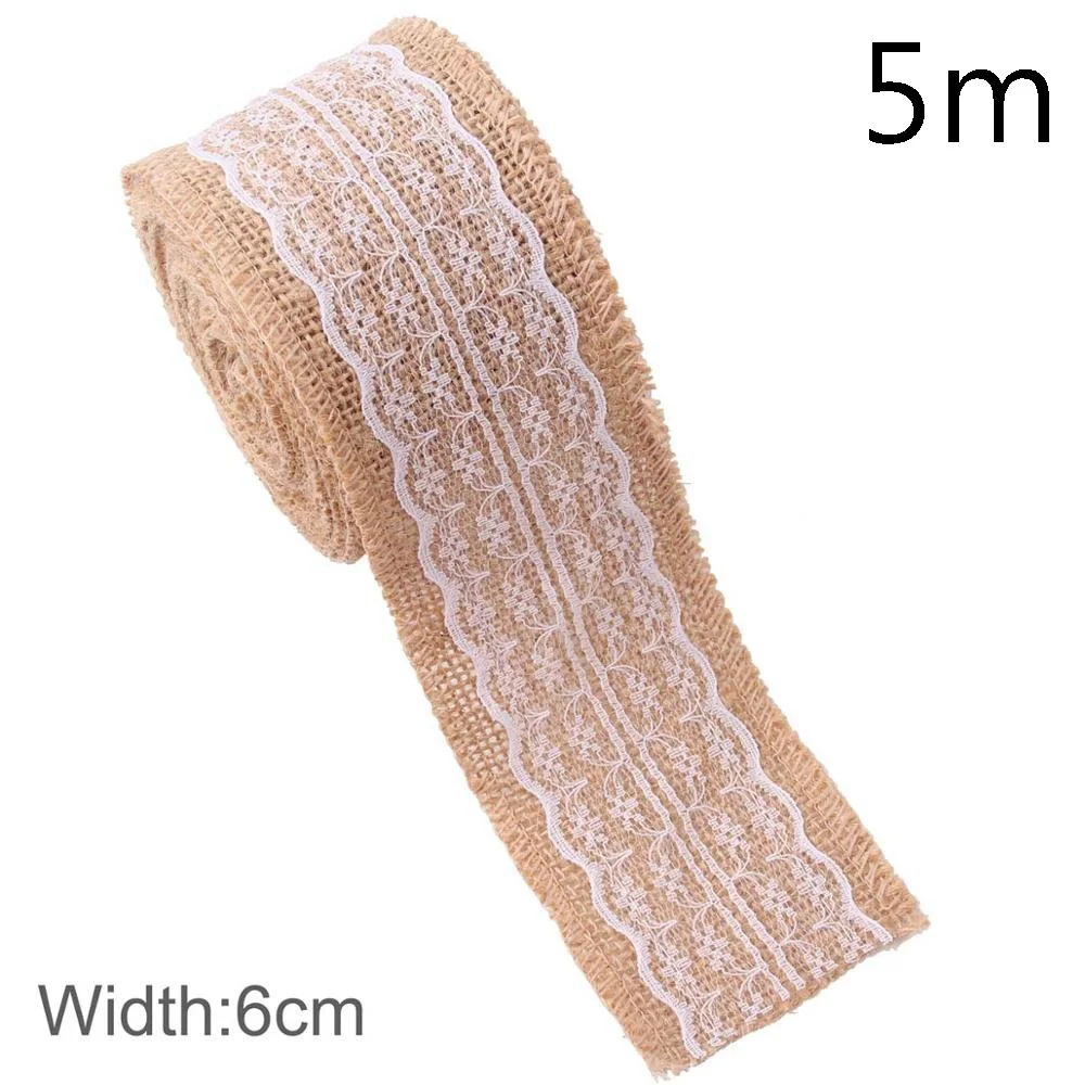 5m Style 5 QIFU 2/5M из натурального джута ленты в декорированном мешковиной горшке джутовое кружево декорированном мешковиной горшке ленты из натурального джута Свадебные украшения рустикальная Свадьба Центральные рустикальная свадьба - Цвет: 5m Style 5