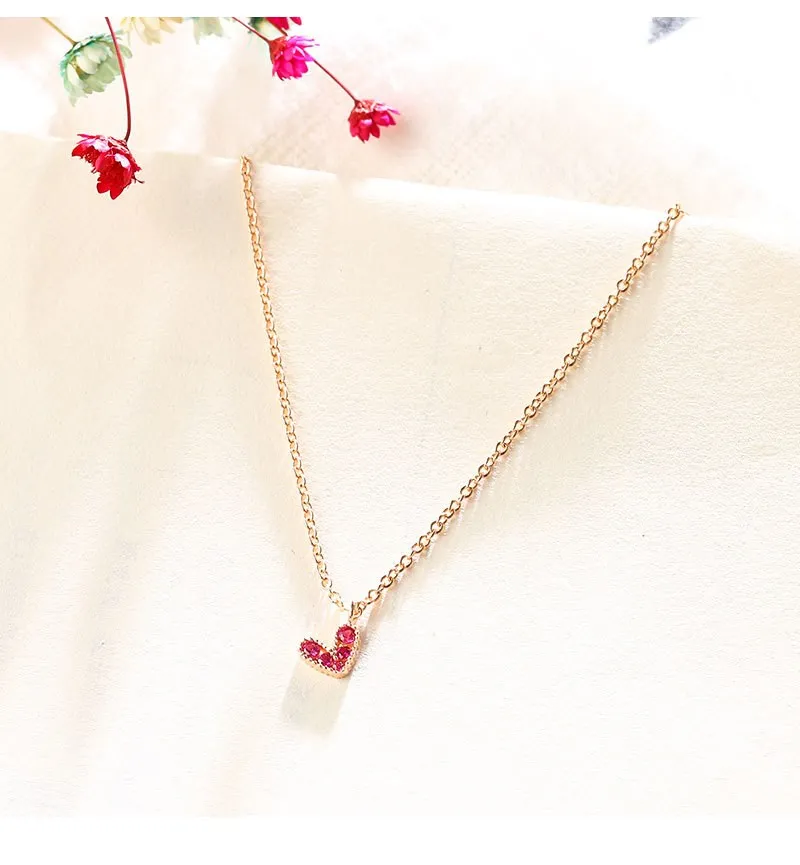 Новый 2021 простой кулон в виде красного сердца ожерелье с украшениями кристаллов