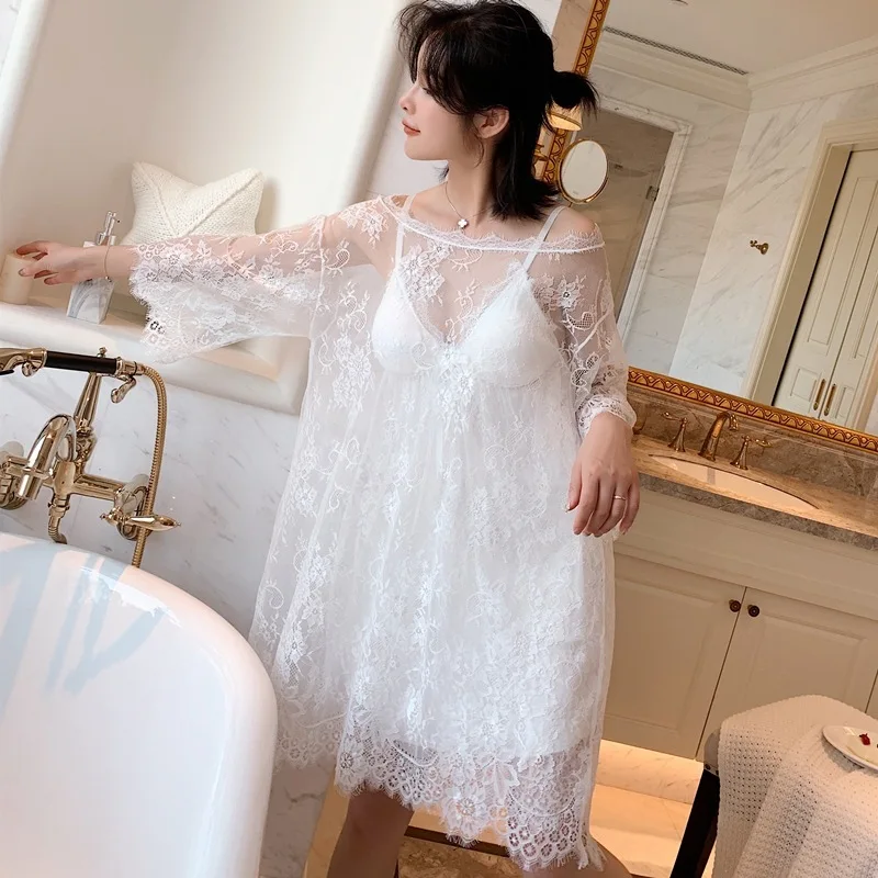 Комплект пижамный Lisacmvpnel на тонких бретельках с прорезями|Комплекты халатов и