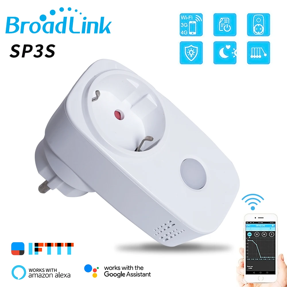 Broadlink умный дом SP3S WiFi переключатель умная розетка работает для Alexa Google Home США ЕС разъем питания приложение дистанционное управление Автоматизация