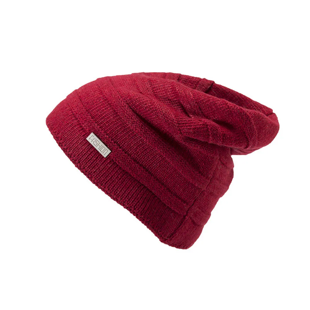 Red Knitted Cap FS Высокое качество шерсти вязаный Рыбак Beanie зима для женщин Открытый Лыжный ветрозащитный Уха Защиты Slouchy Мешковатые Шапочка Hat - Цвет: Red Knitted Cap