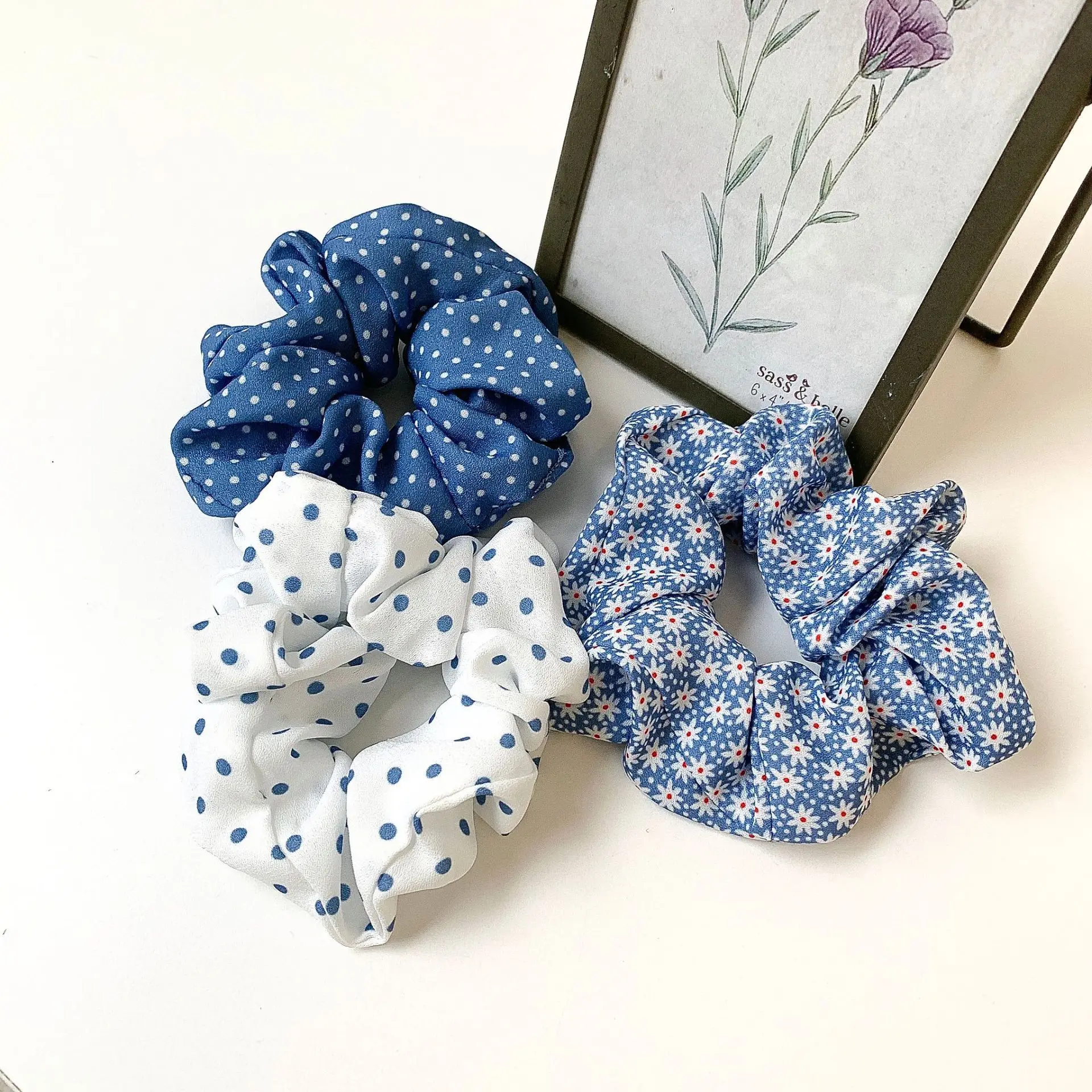 

Floral Print hair Scrunchies Plaid Elastic Hair Rubber Bands Hair Ties Headband for Women Girls Ponytali Holder Hair Accessories