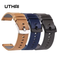uthai z26 genuine leather watchbands 18 20 22 24mm for samsung watch 46mm 44mm 42mm 40mm strap for huawei watch for moto360 ii