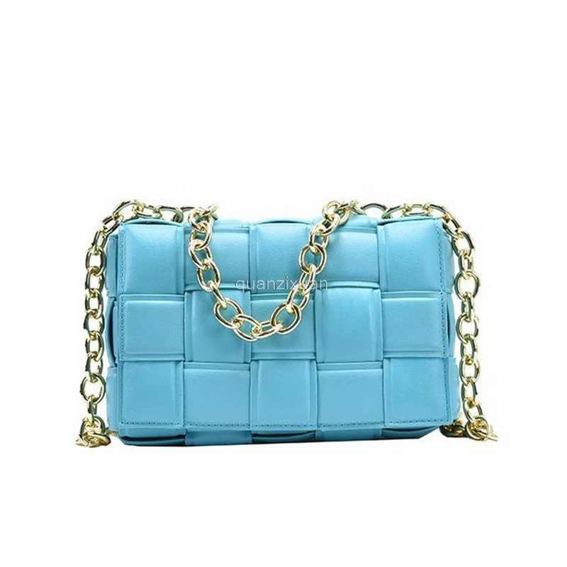 

Women Crossbody Bag Weave Flap Bags For Women 2021 Quality Leather Thick Chain Shoulder Messenger Bags Female Handbag And Purse