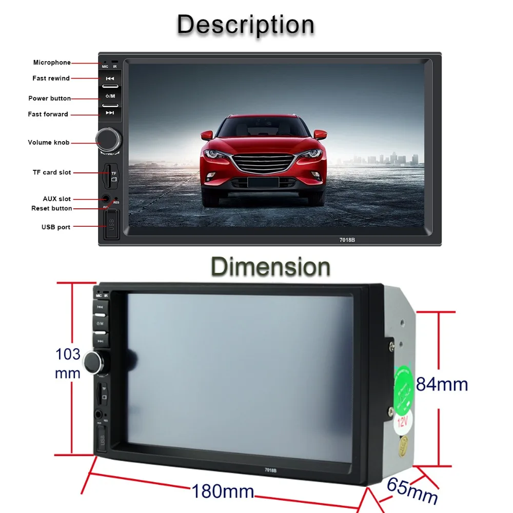 2din автомобильный Радио Bluetooth мультимедийный плеер HD " сенсорный экран Авто Аудио 2 din стерео приемник MP5 USB TF FM камера