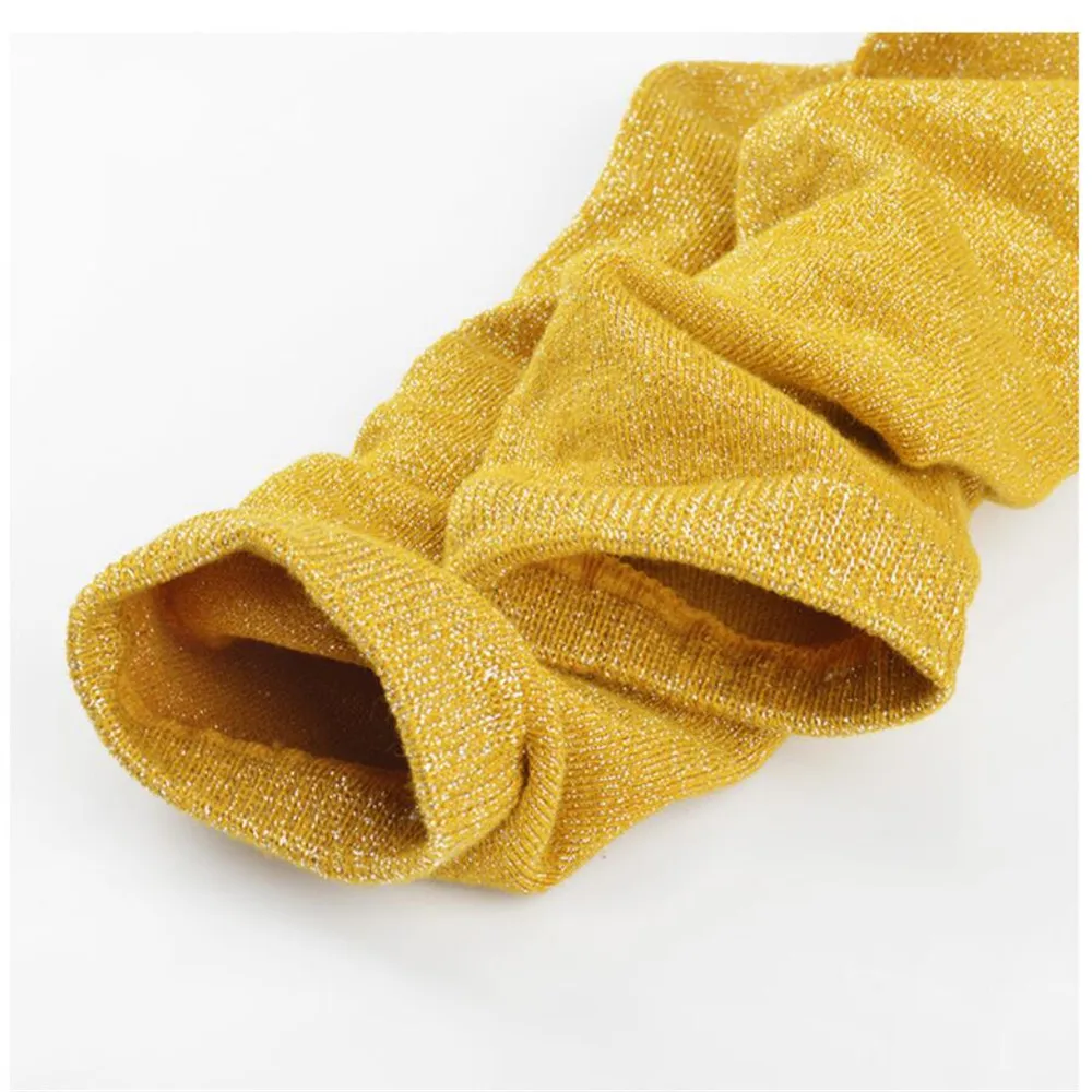 Women Solid Glitter Cotton Silver Lurex Socks Girls Long Shining Ankle Socks Female Thick Warm Winter High-Socks 10 pairs/ lot