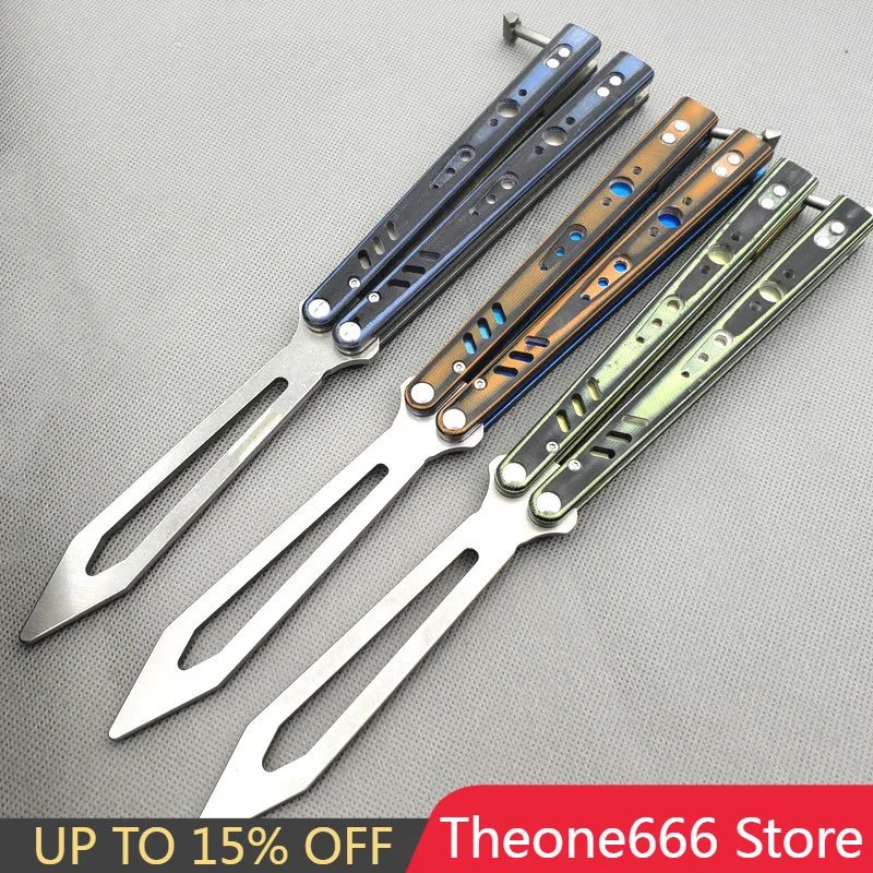 

Theone BRS Replicant Butterfly Knife Trainer Bushings Sandwich Killer Bee G10+titanium Handle D2 Blade EDC Tactical Knife Gift
