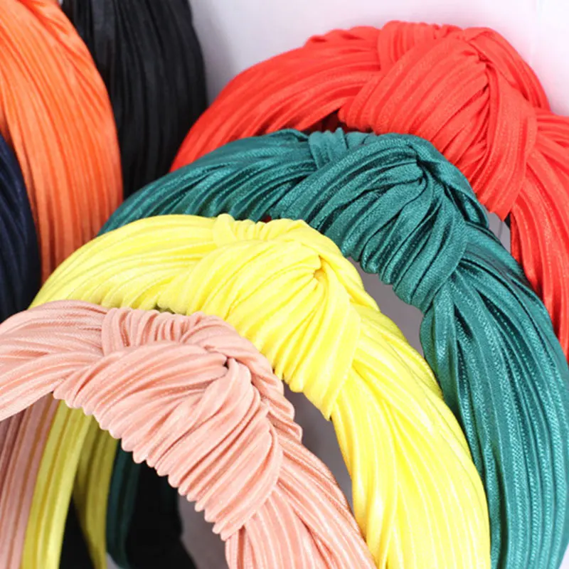 

Solid Color Headband for Women Korean Soft Knotted Hairband Spring Summer Handmade Bowknot Hair Hoop Hair Accessories