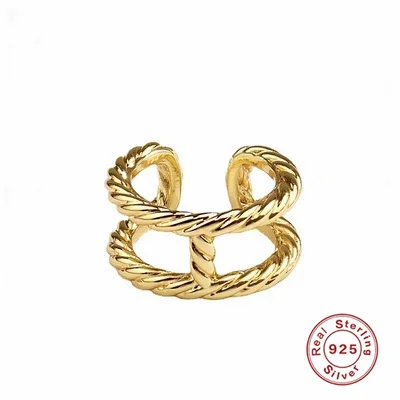 

Original Adjustable Hollow Twist Fine 925 Sterling Silver Jewelry Rings for Women Temperament Accessories Girl Ring Gift