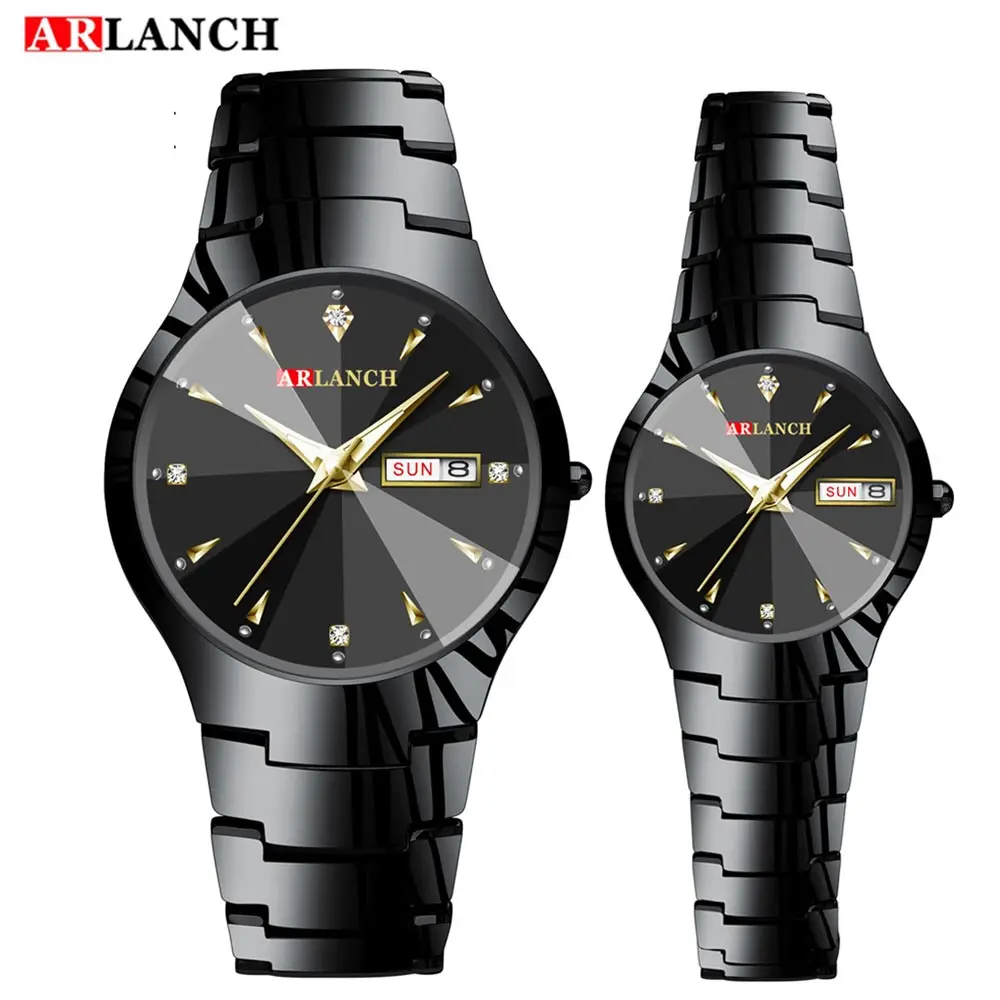 Couple gold pointer ARLANCH новые брендовые парные часы мужские часы женские из нержавеющей стали модные часы reloj hombre reloj mujer - Цвет: Couple gold pointer