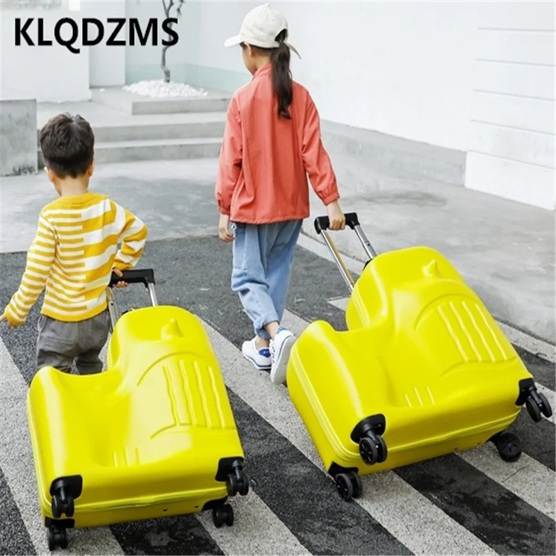 KLQDZMS Children's Luggage Cartoon Cute Sit Wheeled Trolley Luggage Kids Travel Spinner Rolling Suitcase Mom Relaxing Playing