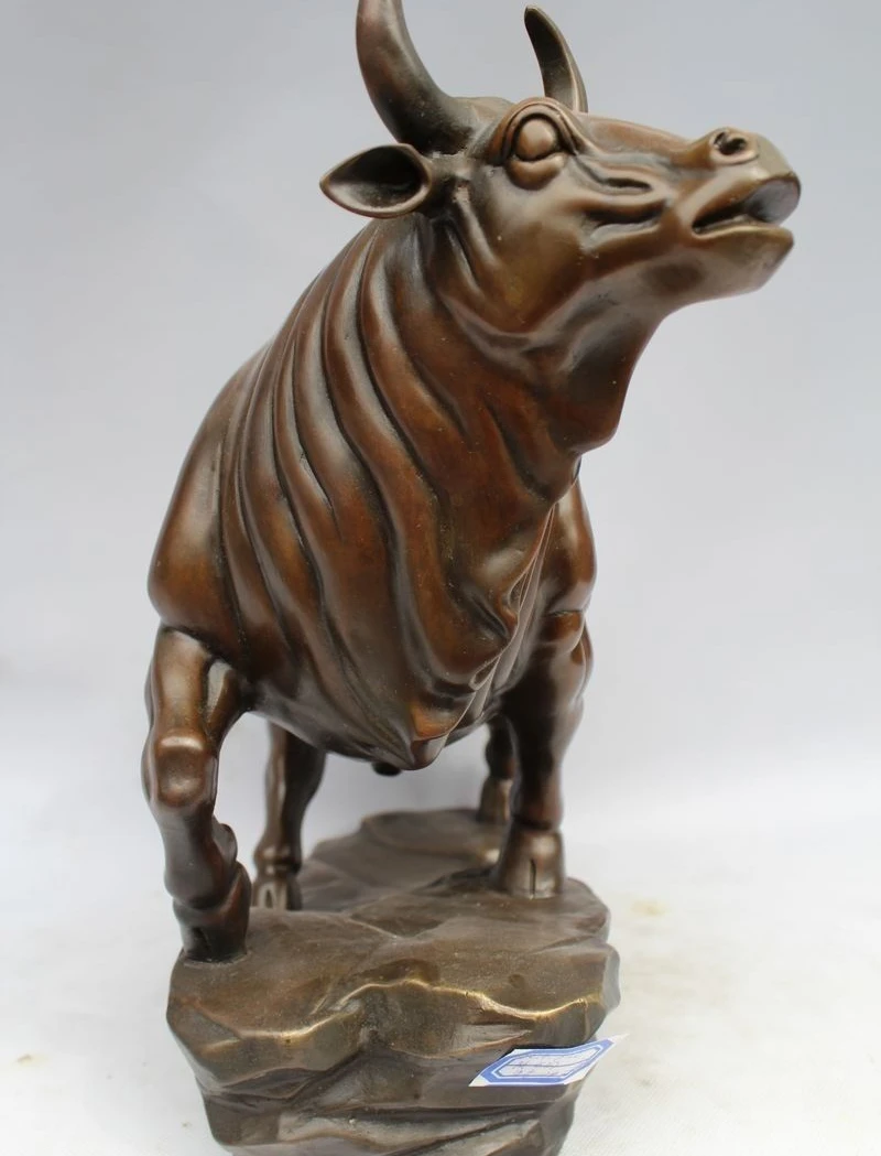 Китайское искусство медная бронзовая скульптура животное быка коровы статуэтка