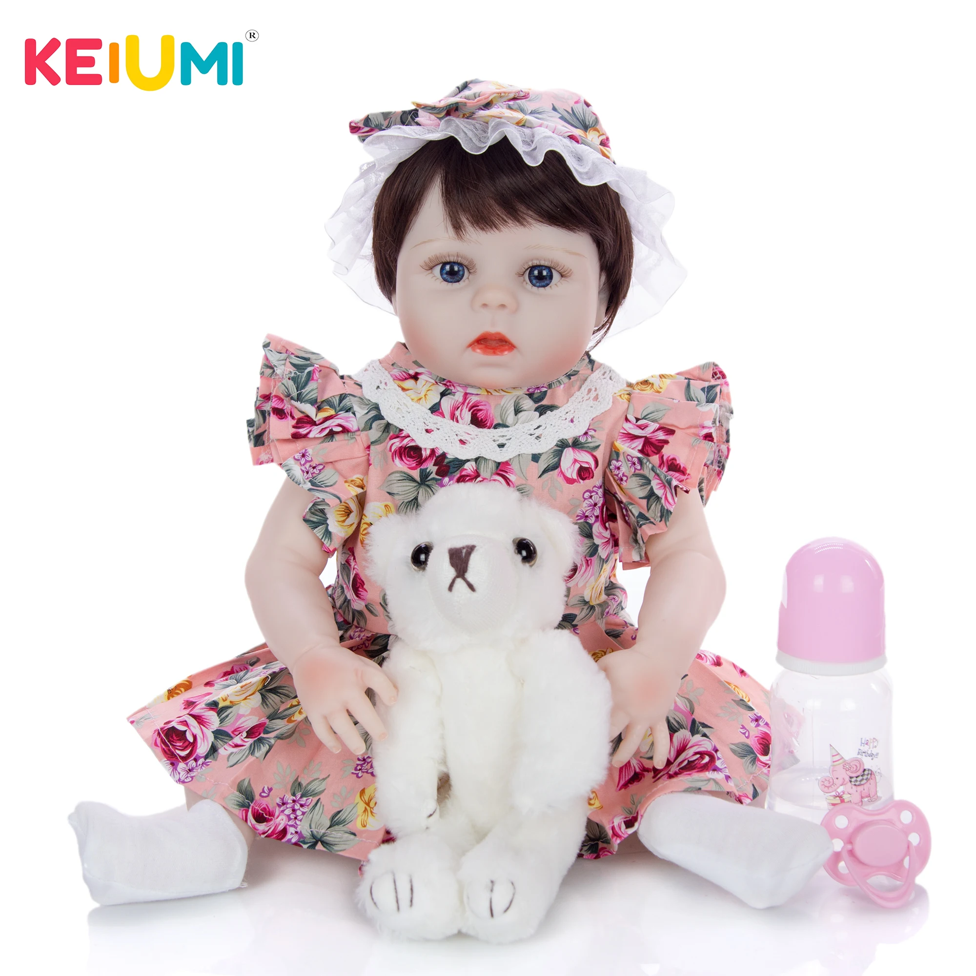 KEIUMI Новый 19 дюймов Новорожденный ребенок виниловая девочка кукла Ручная коса Reborn