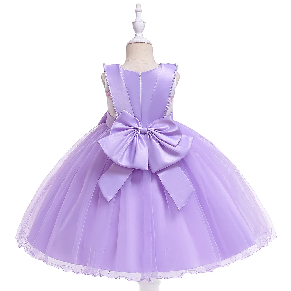 2021 Girls Bow Flower Girl Princess Party Dresses for Weddings Birthday Kids Clothes Children Clothing Baby Costume L5079 | Детская