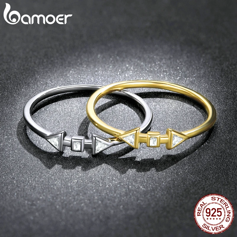 Женское кольцо с кристаллами bamoer Золотое метеоритом из стерлингового серебра 925