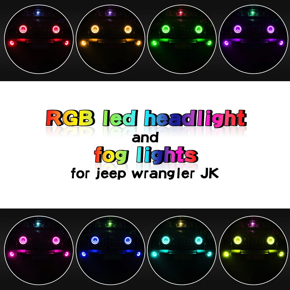 1 комплект RGB головной светильник и туман с Bluetooth Авто головного средства ухода за