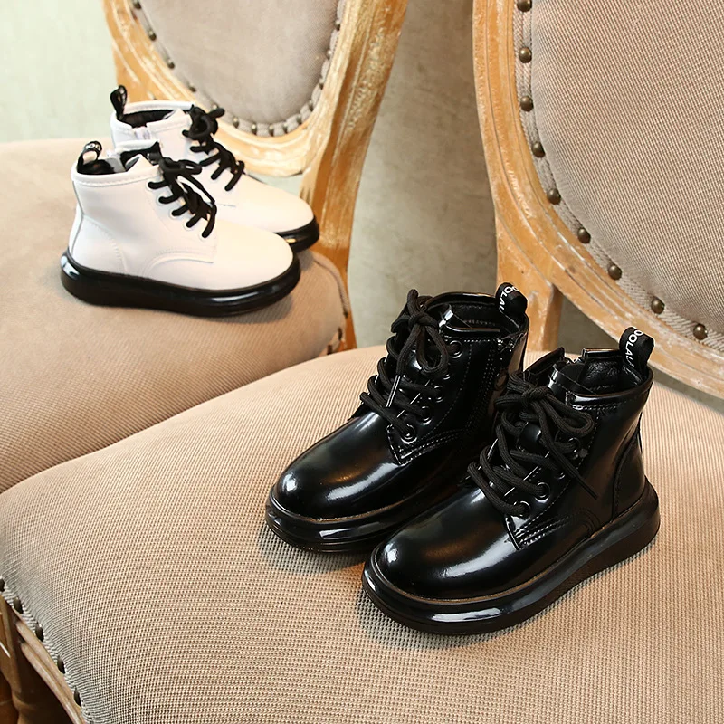 Осенние детские Ботинки Martin Детские ботильоны Кожаные ботинки для маленьких